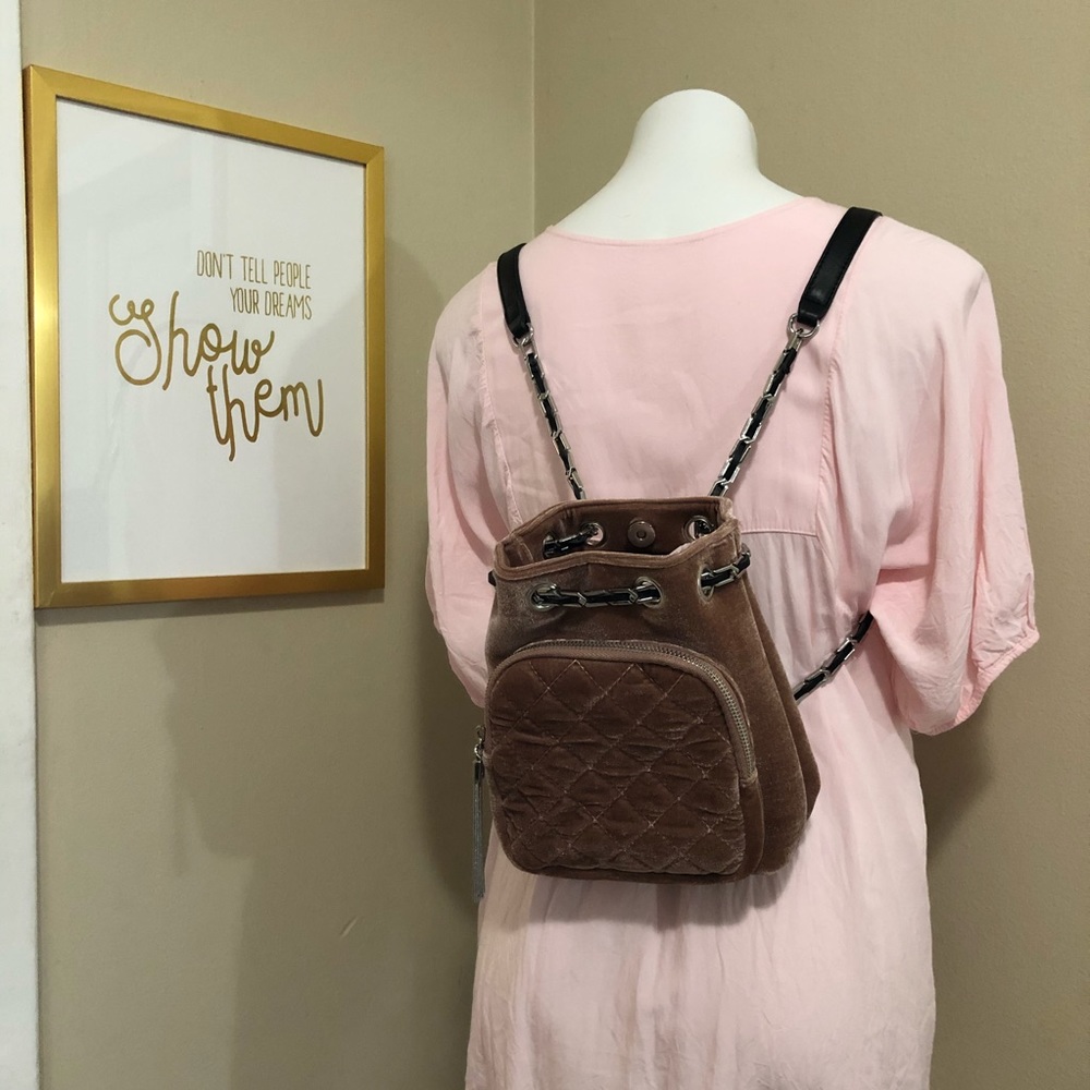 Free People blush  velvet mini backpack